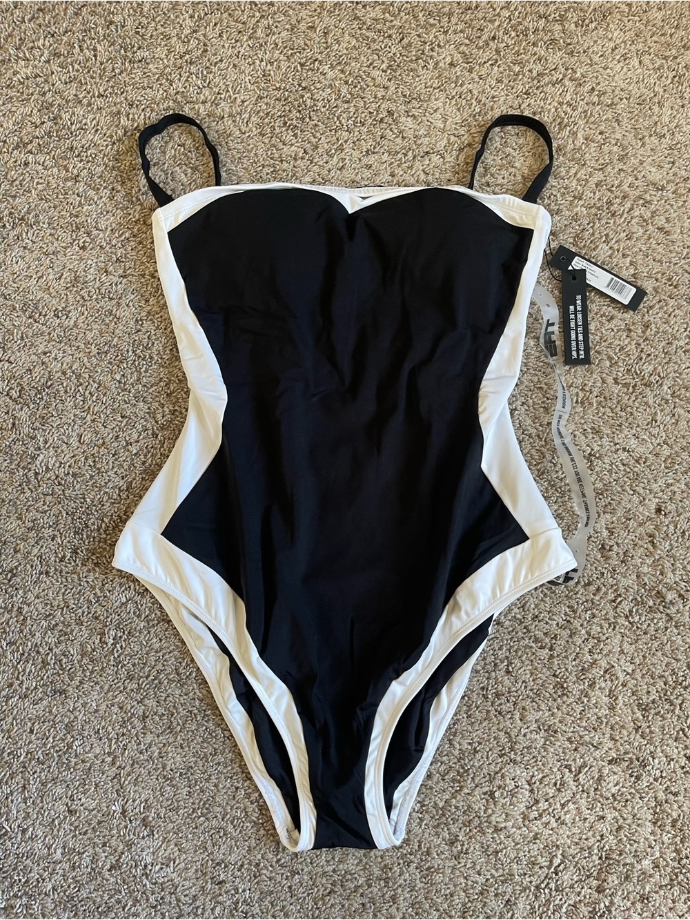 TA3 Framey Strapless Black White Colorblock One Piece Swimsuit 2X Short NWT